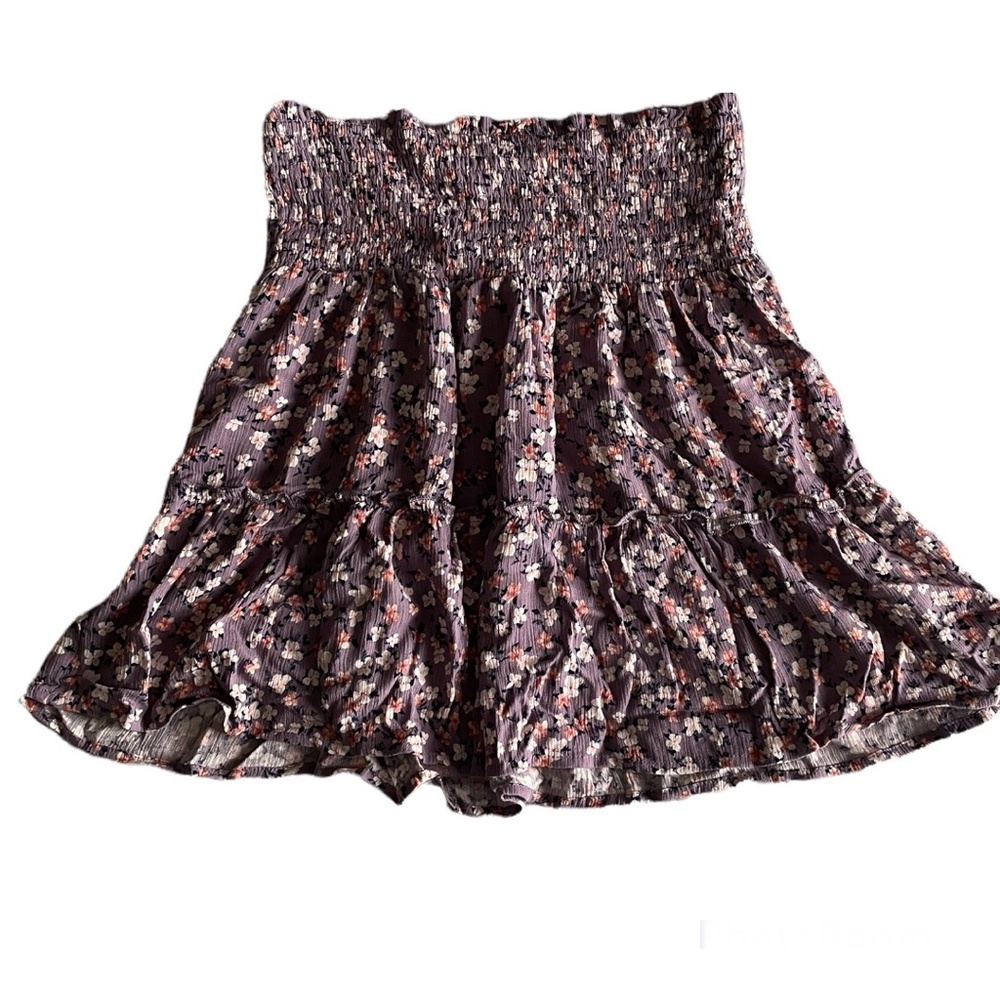 Hippie Rose Floral Print Smocked Skirt (Size:M)